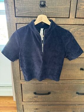 ALO Yoga Navy Corduroy Half-Zip Top